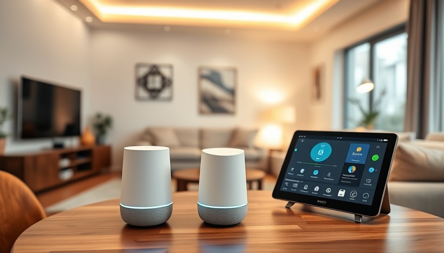 Smart home setup in modern living room with automation controls.