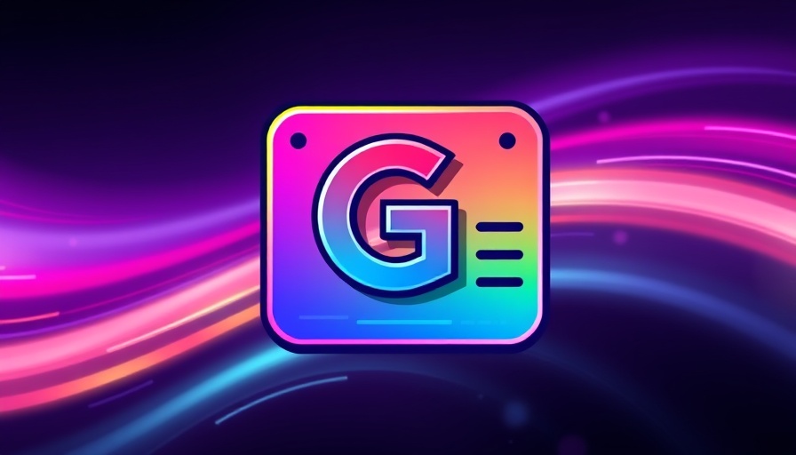 Colorful digital icon with G and lines, overlapping rectangles.