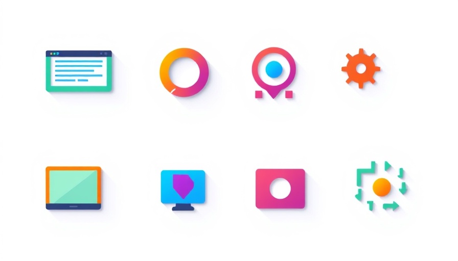Flat design icons with multicolored panels for Home Assistant with LLM.