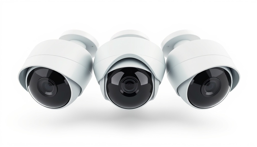 Three surveillance cameras on white background illustrating NVR vs DVR choice.