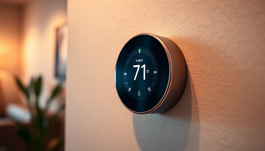 Smart thermostat showing 71 degrees, illustrating energy savings.