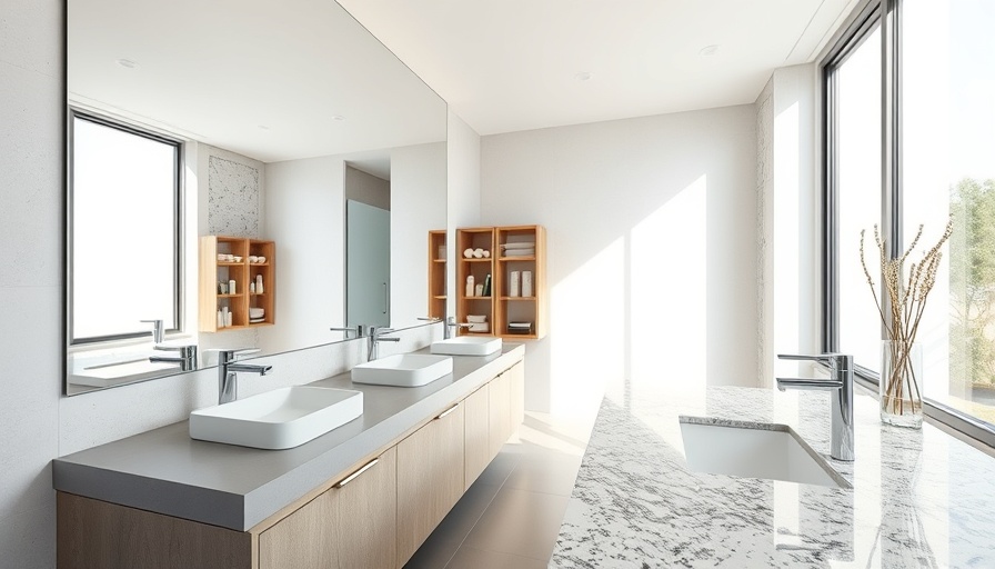 Elegant bathroom with concrete countertop installation