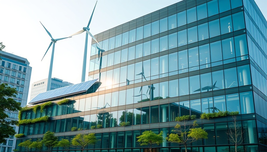 Modern building with renewable energy features for green energy tax credits changes.