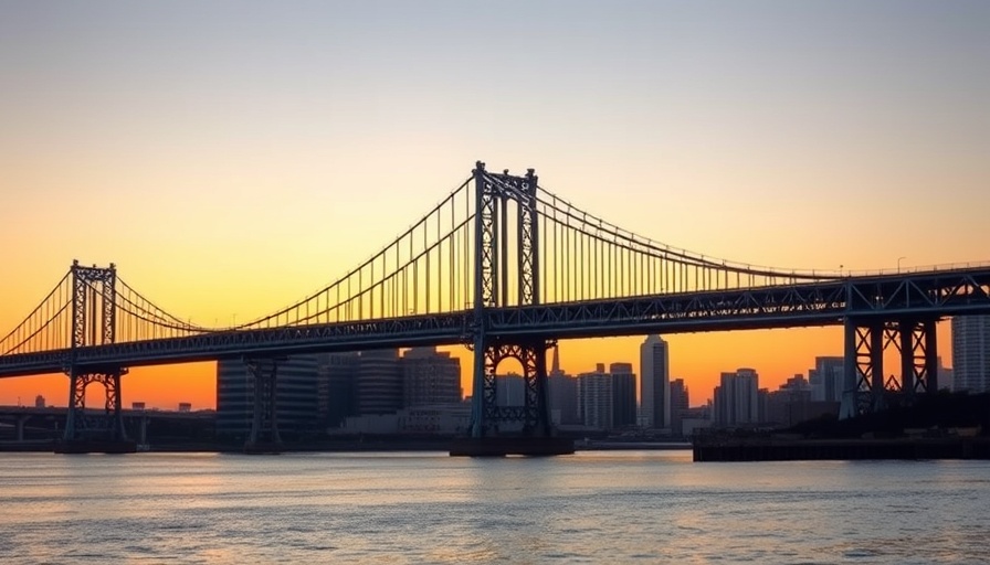 Bridge Builder vs Fence Builder themed steel suspension bridge over water at sunset.