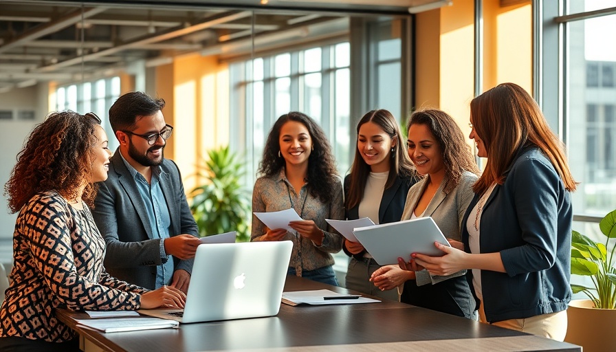 Motivated team collaborating in modern office, boosting market engagement.