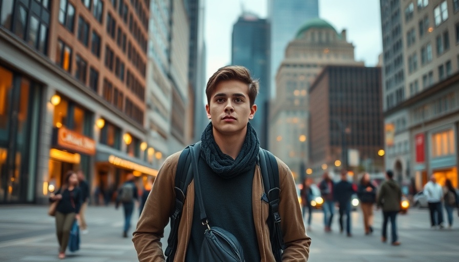 Student's journey to Chicago Booth amidst iconic cityscape.