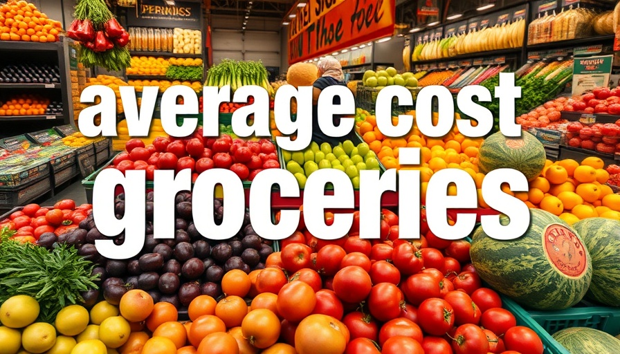 Average grocery cost per month illustrated with fruits and veggies