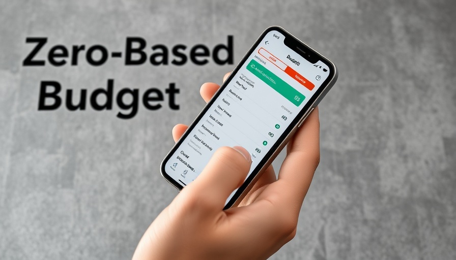 Phone displaying budgeting app with Zero-Based Budgeting text.
