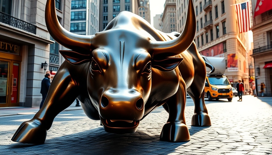 Iconic bull sculpture in a financial district, money attractions.
