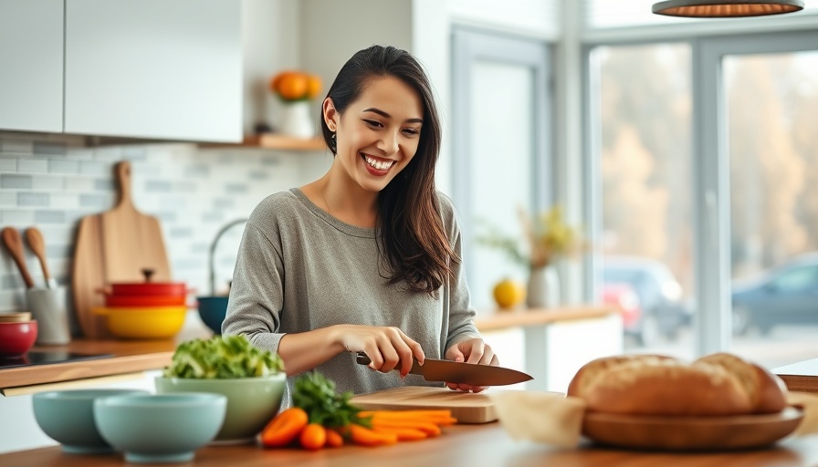 Turn table scraps into delicious meals: woman cooking in a cozy kitchen.