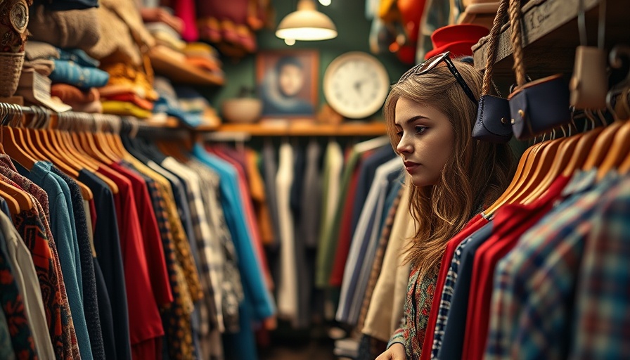 Young woman browsing thrift store for vintage items, Pro Thrifting Tips.