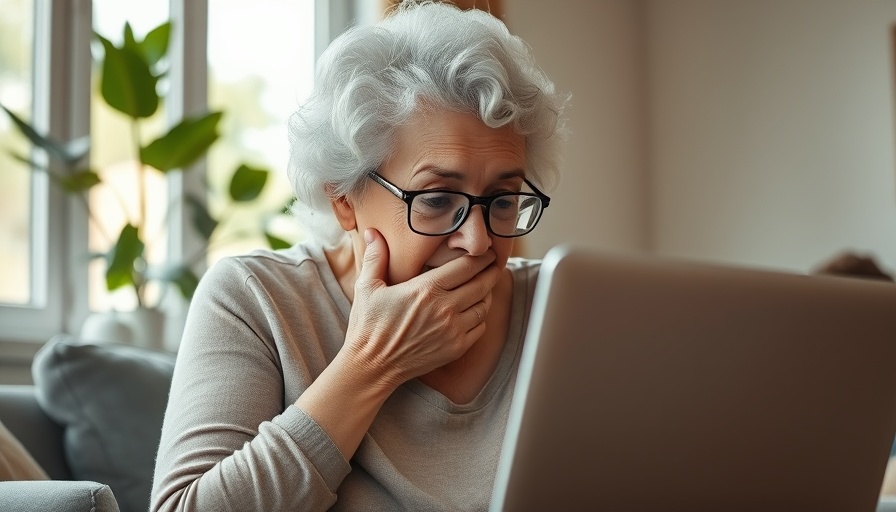 Older American woman shocked at computer, highlighting scams.