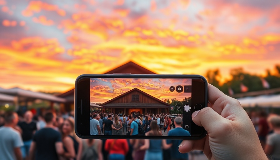 iPhone camera hack demonstration during sunset with a crowd