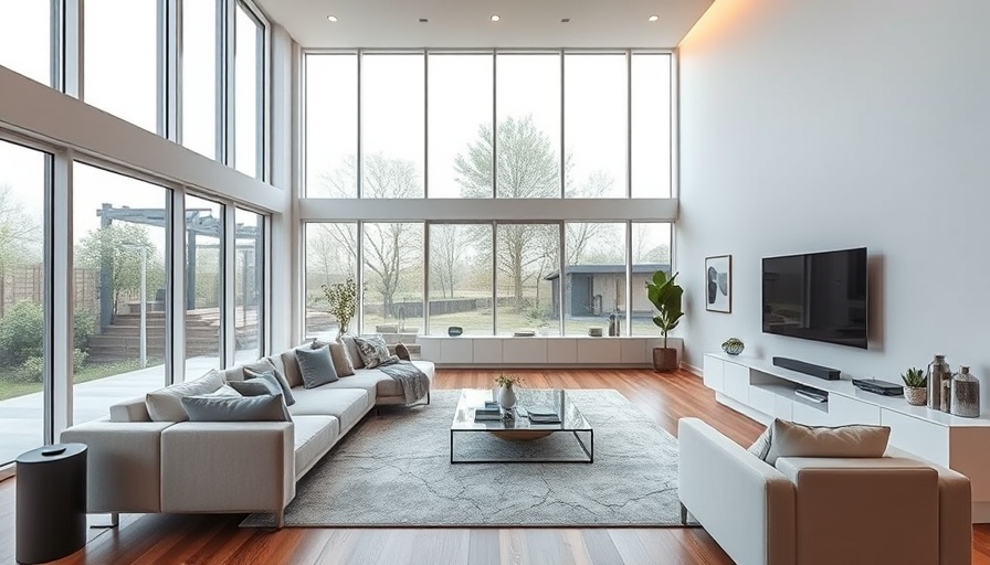 Modern smart home interior with sleek devices and automated systems.