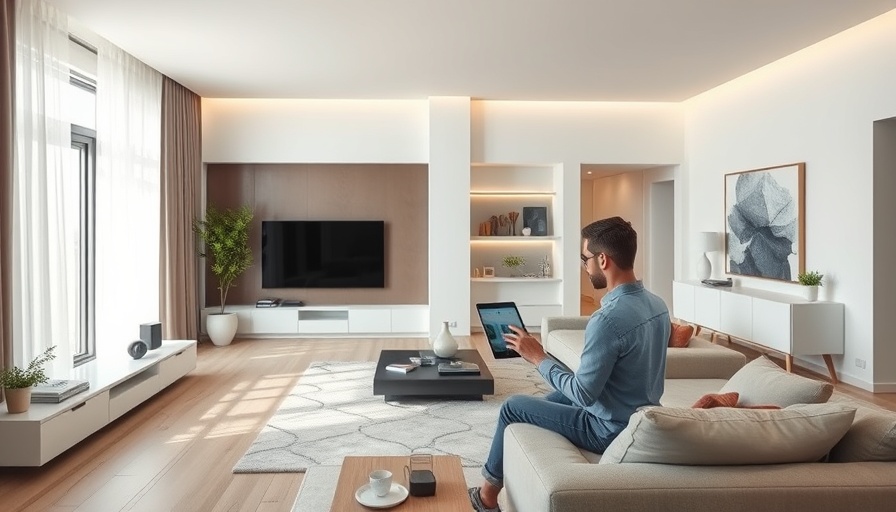 Modern living room with smart home automation systems