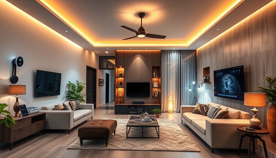 Modern home interior with DIY home automation gadgets, sleek design.
