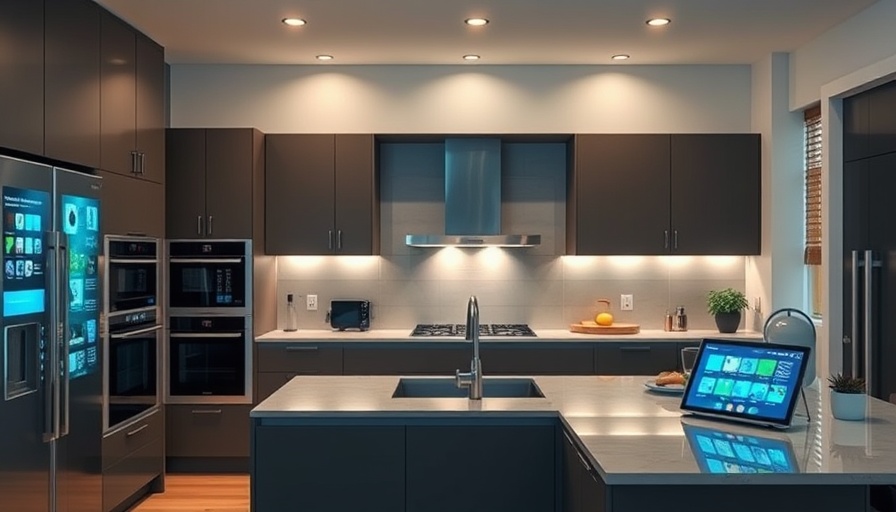 Modern kitchen showcasing smart home innovations with advanced tech devices.