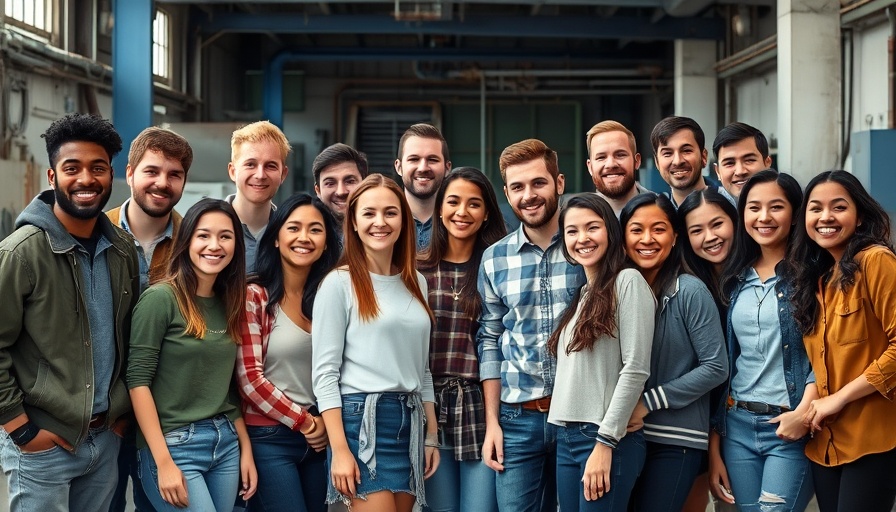 Friendly group pose, smiling, casual indoors atmosphere.