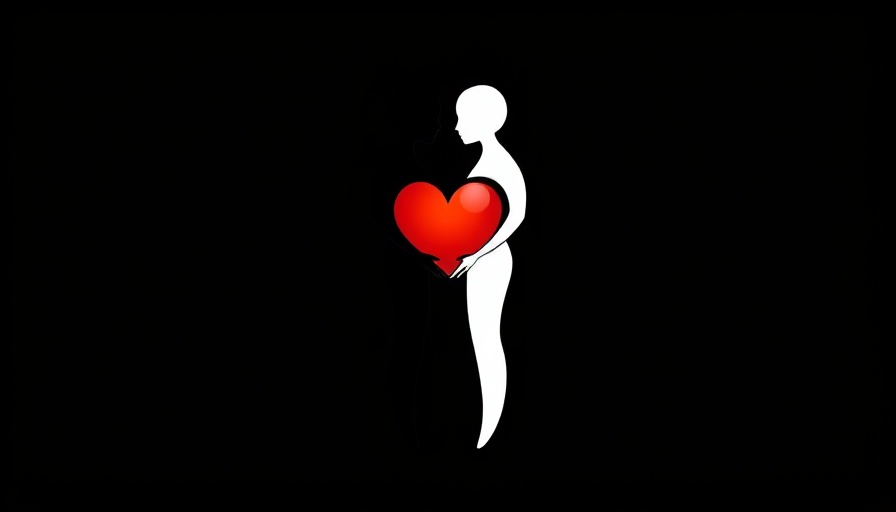 Abstract unity art with two figures merging a heart, mindfulness meditation.