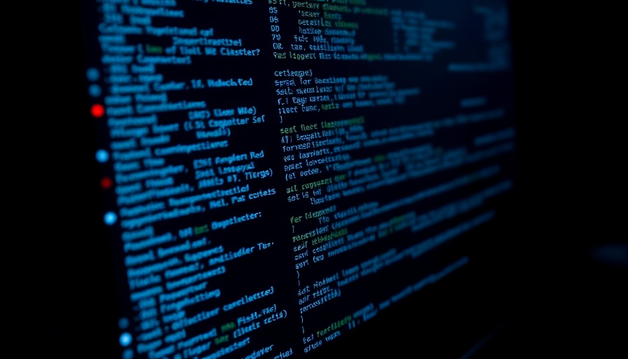 Complex code on screen highlighting healthcare cybersecurity risks.