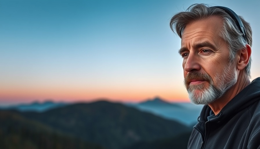 Mindfulness meditation podcast cover featuring man with mountain scenery.