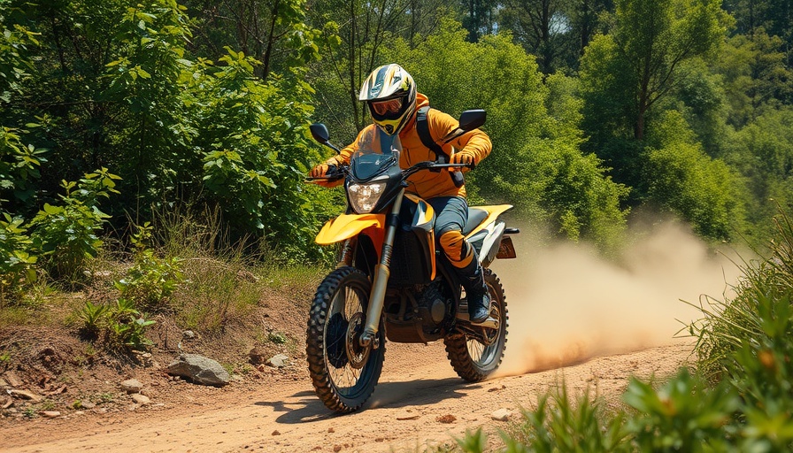 Best adventure bike navigating a dirt trail with vibrant foliage.