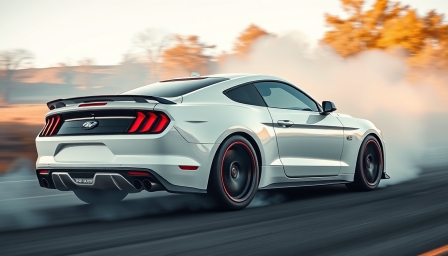 Ford Mustang RTR drifting for performance analysis, dynamic motion.