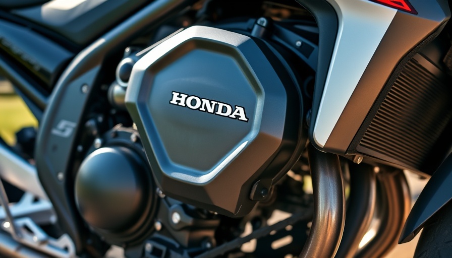 Close-up of Honda motorcycle engine showcasing reliability.
