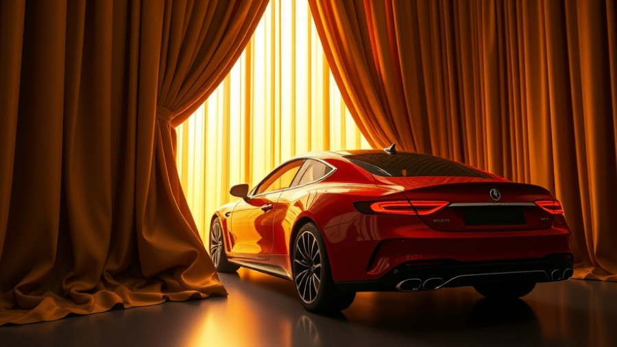 Toyota Century luxury brand car with golden curtain backdrop.