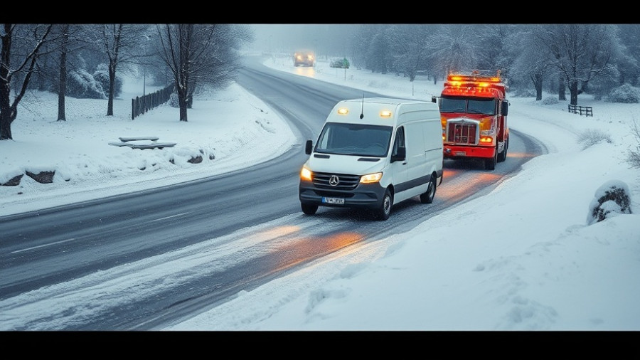 Snowy roadside scene with van being towed, depicting car accident insurance settlements.