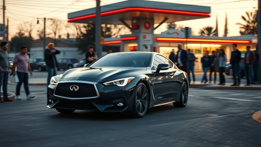 Infiniti car taking a corner with spectators at night
