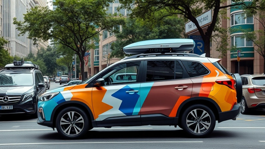 Autonomous car showcasing intelligent connectivity in a busy city street.
