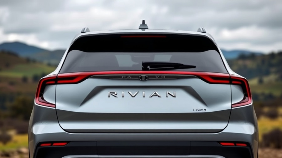 Rivian vehicle rear view in nature, related to lawsuit settlement.