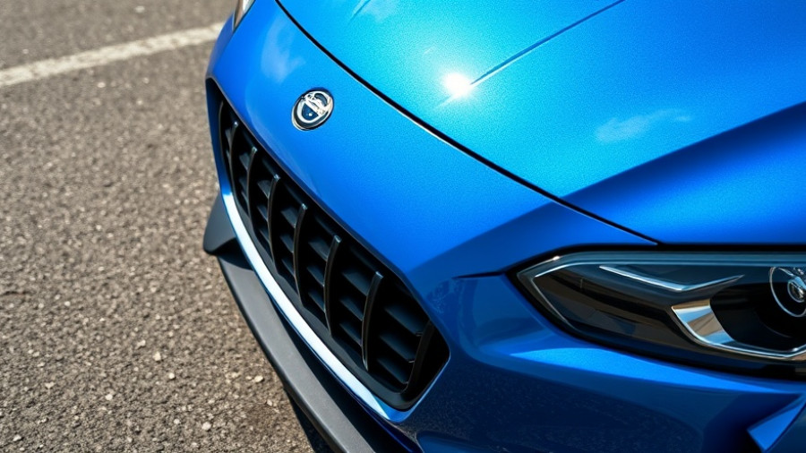 Close-up of a sleek blue car grille, best cars 2024.