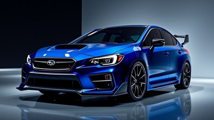 Sleek Subaru STI concept car in studio setting, showcasing modern design.