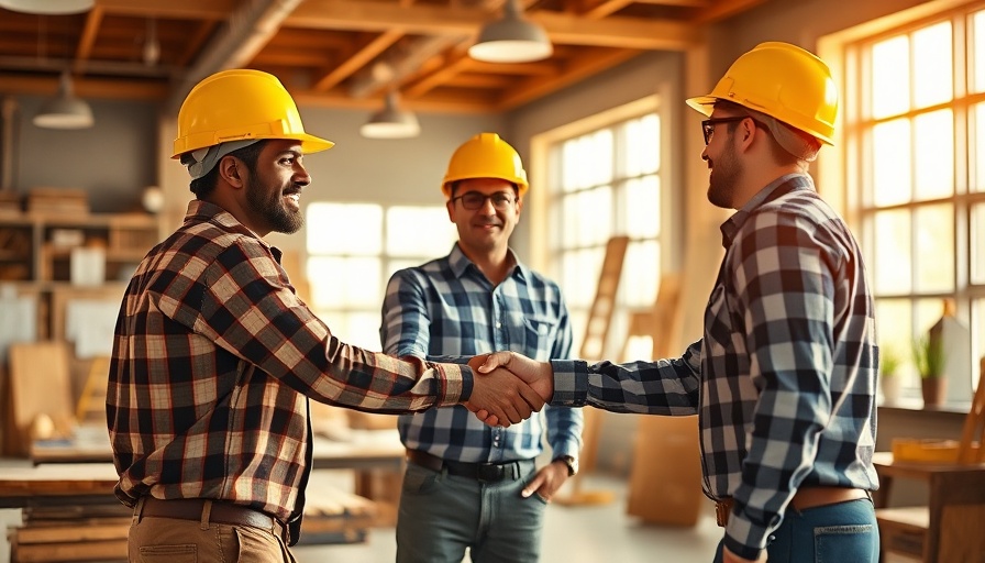 Starting Your Own Business: handshake and hard hat symbolizing construction collaboration.