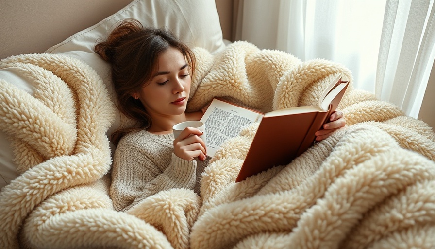 Cozy self-care moment with book and mug in bed.