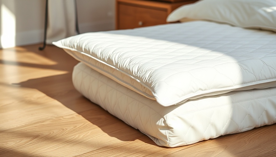 Organic cotton mattress protectors on wooden floor.