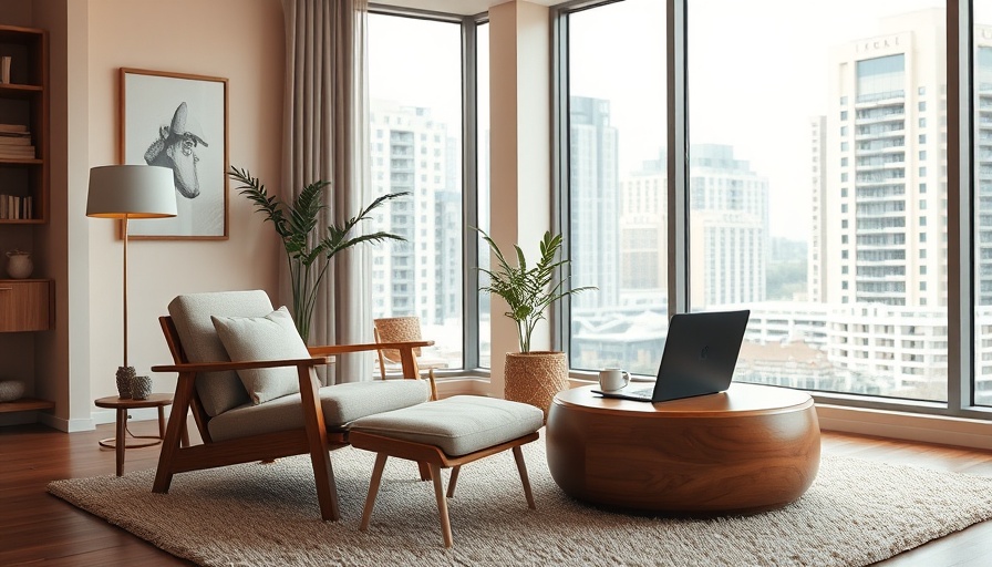 Modern living room with stylish furniture featuring avocado furniture.
