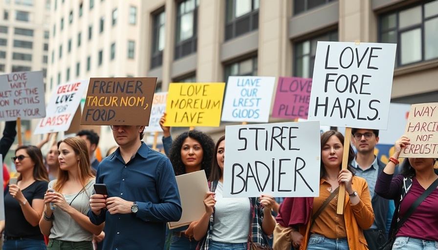 Activists advocate for Climate Change Superfund Act with colorful signs.