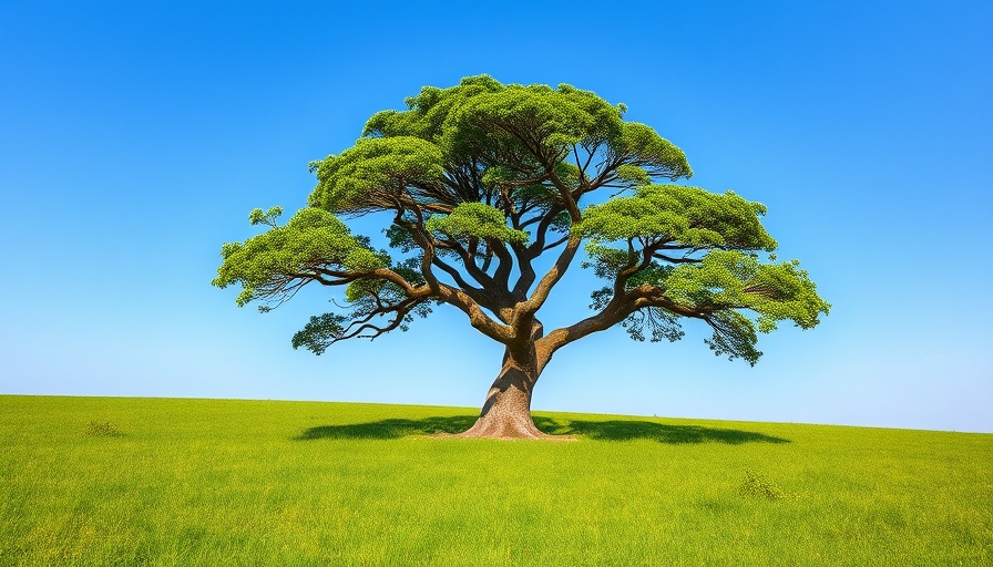 Solitary tree in meadow under blue sky, Choosing Balance in Life.