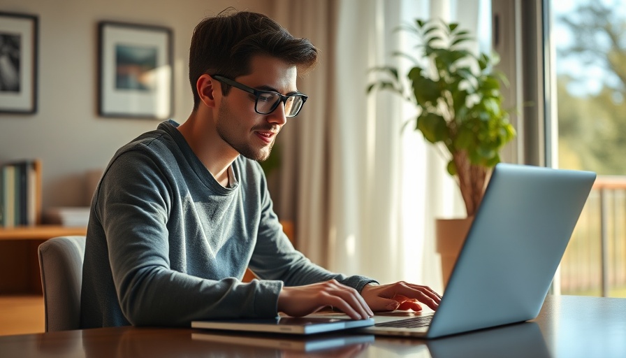 Focused man on a laptop conducting an intentional job search.