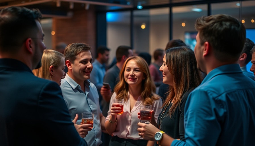 Networking Happy Hour at JLC Live with professionals socializing.