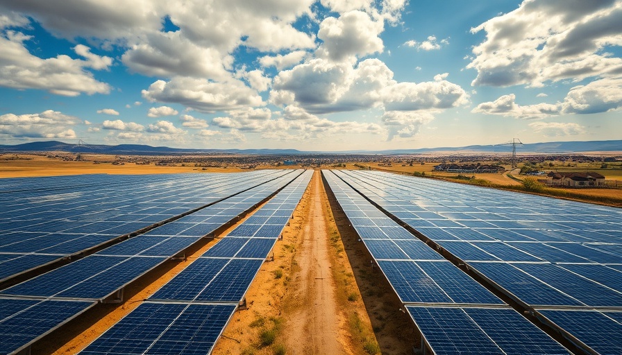 Expansive urban solar power plant in Canada with clear sky.