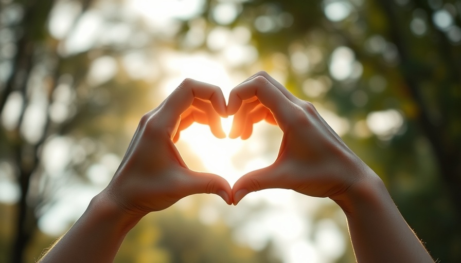 Hands forming heart, promoting recycling hardback books.