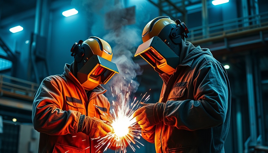 Industrial workers welding, EU Clean Industrial Deal context.