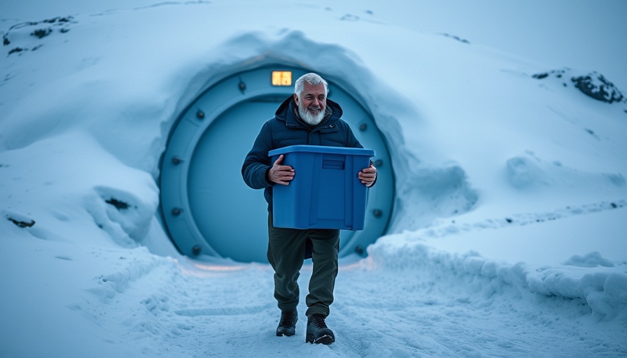 Svalbard Global Seed Vault crop preservation image in snowy landscape.