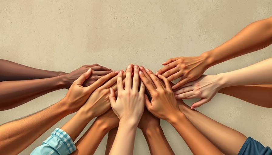 Diverse hands joining in unity symbolizing Mindful Racial Healing