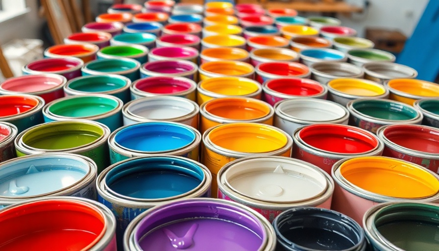 Creative ideas for leftover paint: vibrant open paint cans.