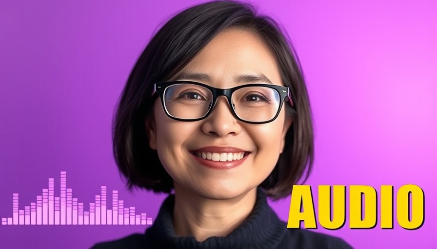 Meditation for grief podcast theme with smiling woman and audio graphics.